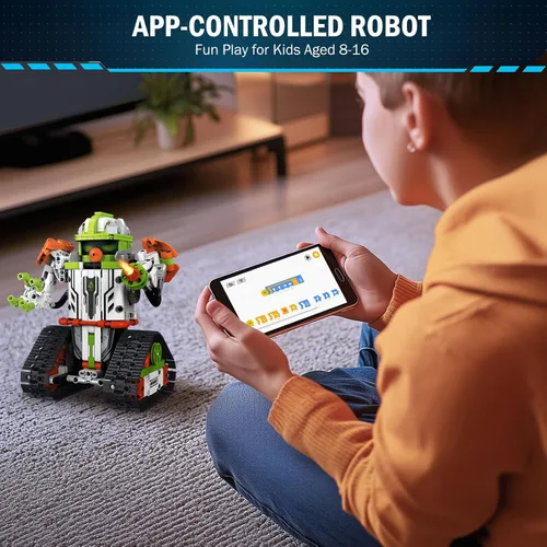 Vista 4 de Kit de construcción de robot STEM con control remoto para niños de 6 a 13 años, juguetes técnicos robóticos de codificación, regalos de cumpleaños