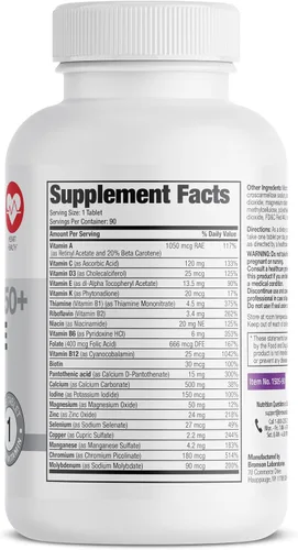 Vista 2 de Bronson ONE Daily Multivitamínico Multimineral Completo 50+ para mujer, 90 tabletas