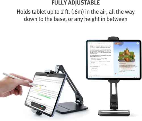 Vista 2 de Twelve South HoverBar Duo Soporte para iPad (2.ª generación) - Soporte ajustable para tablet de escritorio con base pesada y fijación de abrazadera