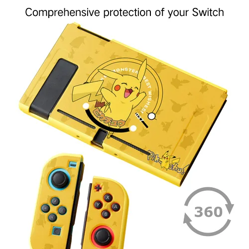 Vista 5 de PERFECTSIGHT Protective Case Compatible with Nintendo Switch Cute Pikachu Anti-Scratch Shockproof Slim Cover Case for NS Switch and Joy-Con, Hard