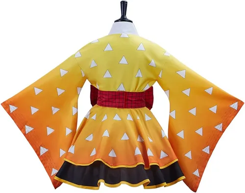 Vista 5 de Willyacos Hashibira - Disfraz de Inosuke para mujer, vestido de Rengoku Kyoujurou, kimono, disfraz de anime para cosplay, vestido de Lolita