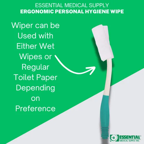 Vista 4 de Essential Medical Supply Toallita ergonómica de higiene personal para papel higiénico y toallitas húmedas con botón de fácil liberación, color blanco