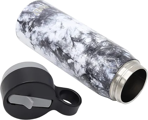 Vista 5 de BUILT Botella de acero inoxidable aislada al vacío de doble pared con tapa con pajilla, 20 onzas de boca ancha, teñido anudado de anochecer