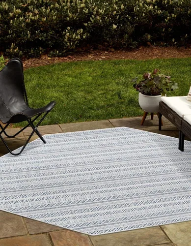 Vista 34 de Unique Loom Outdoor Striped Collection Alfombra de área - Maia (2' 2" x 3' 1" Rectángulo, Beige/Marfil)