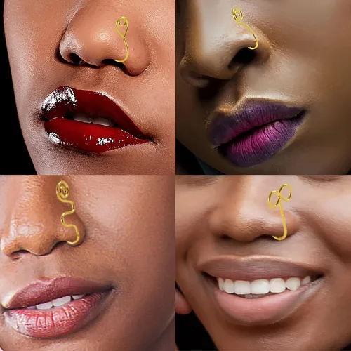 Vista 4 de Long tiantian Piercing de nariz para nariz con diseño africano, para mujer