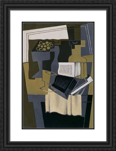 Vista 4 de ArtDirect Gris, Juan 19x24 Black Modern Framed Art Print Titled: Grapes Glass and Book
