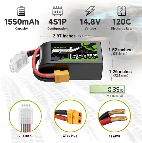 Vista 2 de OVONIC Batería Lipo de 14.8V 120C 1550mAh 4S