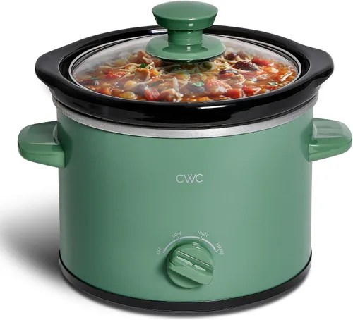 Vista 8 de COOK WITH COLOR 2QT Mini Olla de cocción lenta eléctrica redonda - Configuraciones ajustables, olla de gres extraíble, tapa de vidrio templado, apta