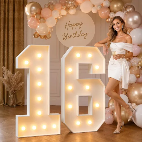 Vista 18 de imprsv Letras iluminadas grandes de 3 pies, letras iluminadas de marquesina para fiesta de cumpleaños (3 pies, letra y )