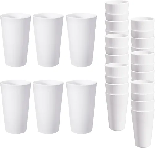 Vista 16 de Juego de 24 vasos de plástico irrompibles, vasos de plástico reutilizables de 20 onzas, vasos de agua apilables, vaso para beber para cocina