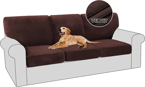 Vista 21 de PrinceDeco Fundas para sillas de terciopelo de varias piezas, fundas de cojín para sofá, fundas de cojín lavables, fundas de cojín de asiento
