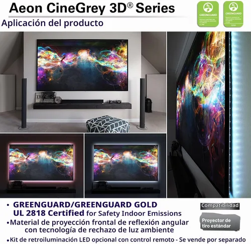 Vista 4 de Elite Screens Aeon CineGrey 3D 110" Pantalla de proyección de marco fijo