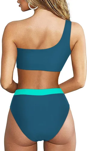 Vista 111 de MOOSLOVER Traje de baño de dos piezas con corte alto y cintura alta para mujer