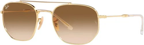 Vista 2 de Ray-Ban Gafas de sol unisex con montura dorada, lentes marrones, 2.126 in