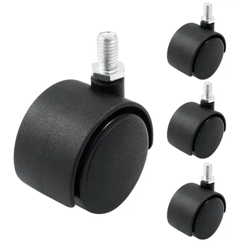 Vista 14 de 4 piezas de ruedas giratorias de 1 pulgada, ruedas de placa de nylon negro, ruedas giratorias de placa resistente de repuesto para muebles, carro