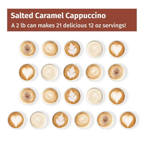 Vista 4 de Victorian Inn Instant Cappuccino – Sabor a caramelo salado – Mezcla de café cremosa y deliciosa – Gran caliente, frío o mezclado – Sabor cremoso – 2