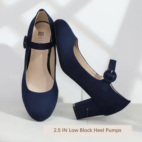Vista 4 de IDIFU - Vestido de caramelo para mujer, zapatos Mary Jane, tacones de bloque bajo, punta redonda cerrada, oficina, trabajo, iglesia, boda, zapatos