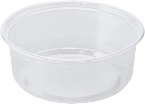 Vista 2 de Karat Contenedor redondo de plástico PP transparente para alimentos fríos y calientes, sin BPA, apto para microondas (FP-DC8-PP)