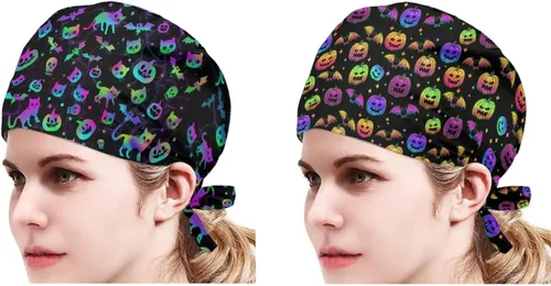 Vista 134 de Babrukda Paquete de 2 gorras con banda para el sudor ajustable con lazo en la espalda, gorro divertido