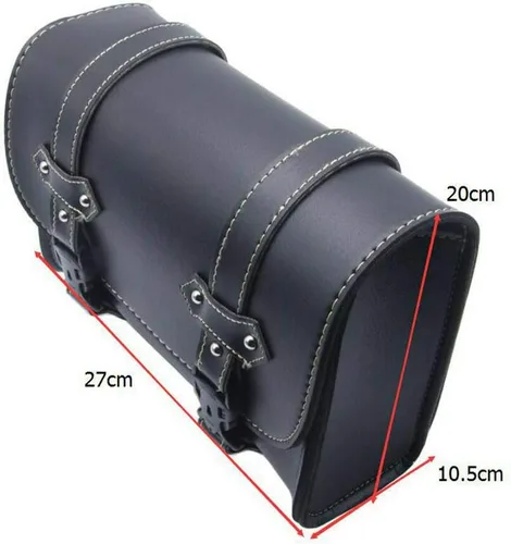 Vista 4 de Maso Bolsa de silla de montar de motocicleta, equipaje universal de cuero PU bolsa de almacenamiento con 2 correas de montaje negro