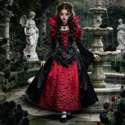 Vista 5 de Disfraz de vampiro para niñas, vestido de vampiro real, disfraz de Disfraz de vampiro real para niñas