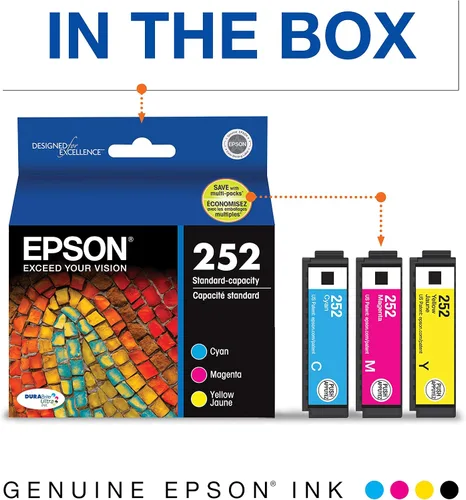 Vista 5 de Epson DURABrite Ultra 254XL - Cartucho de tinta de alta capacidad, negro (T254XL120) y EPSON T252 DURABrite Ultra Ink de capacidad estándar