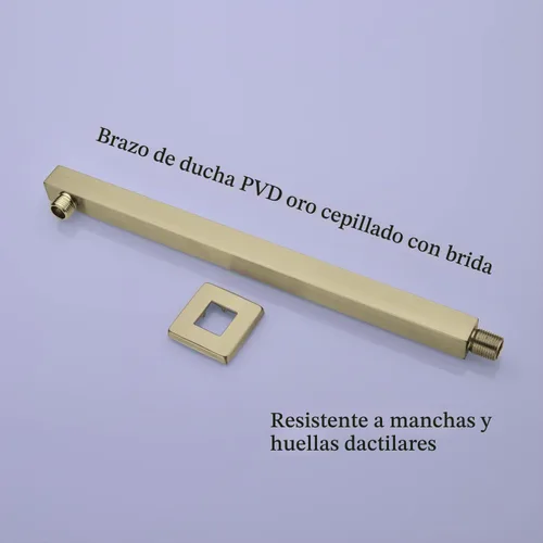Vista 4 de TRUSTMI Brazo de ducha cuadrado de 16 pulgadas, oro cepillado, extensión