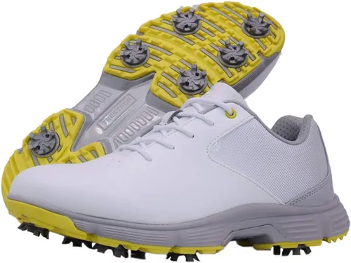 Vista 4 de THESTRON - Zapatos de golf para hombre con malla transpirable, zapatillas deportivas para caminar, 7 tacos, entrenadores de golf Negro