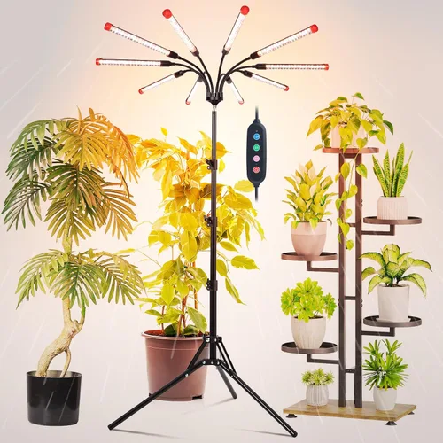Vista 9 de Luces de Cultivo de Mesa de 3 Cabezales para Plantas de Interior, Inicio de Semillas, Verduras, Bonsái con Temporizador de Encendido/Apagado