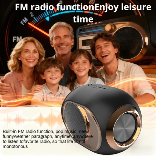 Vista 3 de Altavoz Bluetooth inalámbrico X6, altavoz portátil Bluetooth 5.0 con graves altos, estéreo TWS, múltiples modos de reproducción (TF/USB/AUX/FM)