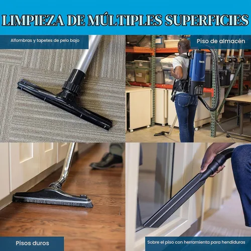 Vista 7 de Powr-Flite Pro-Lite - Aspiradora de mochila de grado comercial de 4 cuartos de galón, aspiradora portátil con kit de herramientas, BP4S Aspiradora