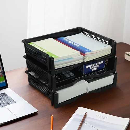 Vista 5 de Wekioger Bandeja organizadora de papel de plástico, cesta apilable