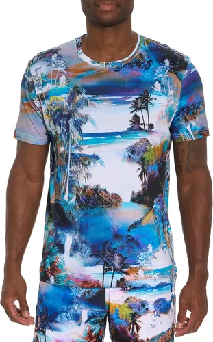 Vista 2 de Robert Graham Camiseta gráfica de punto Scenic Escape SS para hombre
