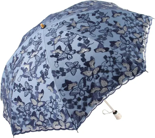 Vista 116 de Honeystore Sombrilla bordada con flor 3D plegable UV con encaje clásico