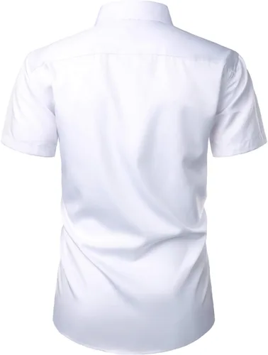 Vista 3 de ZEROYAA Camisa de vestir casual de manga corta con botones y bolsillo para hombre