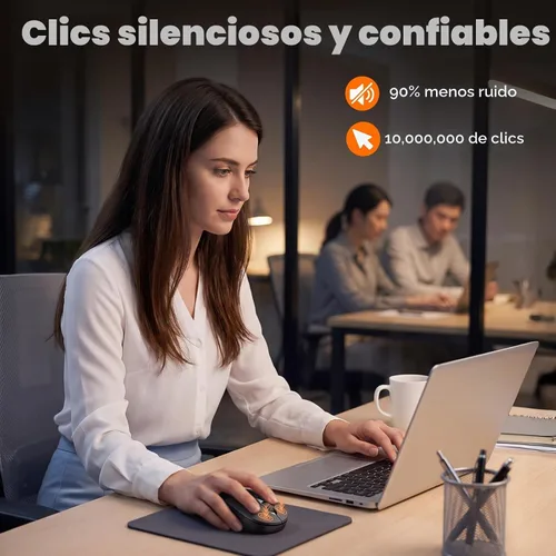 Vista 4 de TECKNET Ratón inalámbrico Bluetooth, receptor USB-A Bluetooth 5.0 y 2.4G, compacto y portátil, clic silencioso, diseño ergonómico simétrico, batería