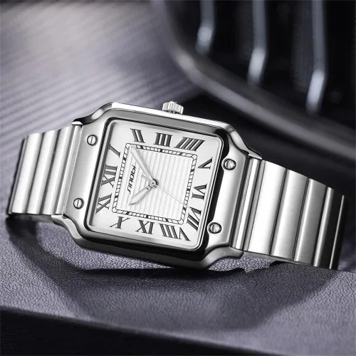 Vista 4 de Relojes cuadrados clásicos para hombre con números romanos reloj casual