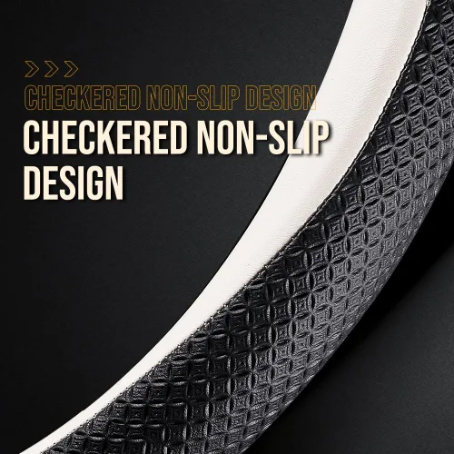 Vista 5 de HAOTULE Funda de Volante de Cuero Nappa Delgada y Elegante, para Funda de Volante Mazda Conversión Interior (Negro)