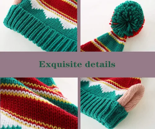 Vista 4 de LMLALML Sombreros de Navidad para mujeres, niños y hombres, elegante, de punto, cálido, divertido gorro para Año Nuevo, fiesta festiva