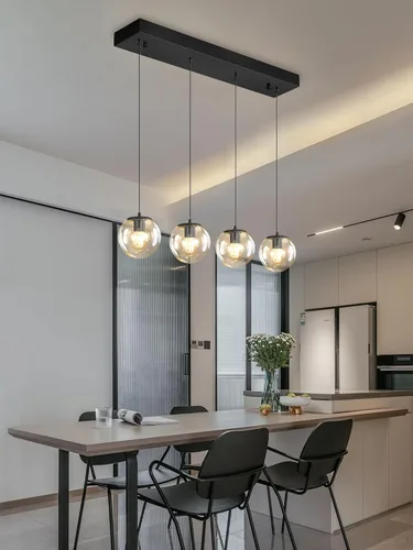 Vista 49 de ykolupty Lámpara colgante negra de 1 luz moderna de globo de vidrio gris ahumado, luces colgantes para isla de cocina, luces colgantes ajustables