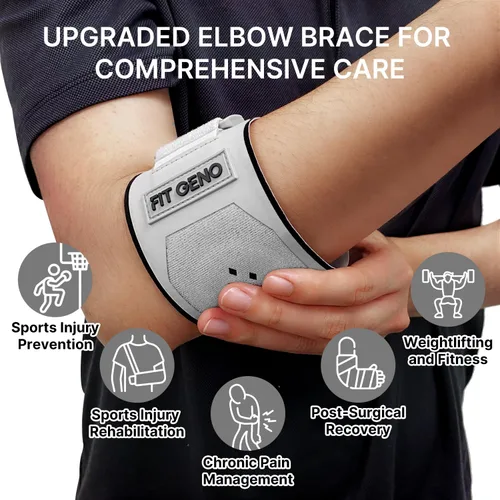 Vista 3 de Fit Geno Codera de codo para el codo de tenista y de golfista: correa ajustable para el codo para el alivio del dolor de tendinitis con almohadilla