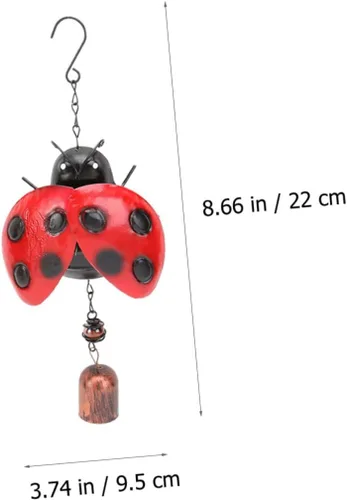 Vista 7 de Campana de viento Happyami con diseño de animales de hierro y mariquita de viento vintage Feng Shui Timbre de puerta para jardín interior al aire