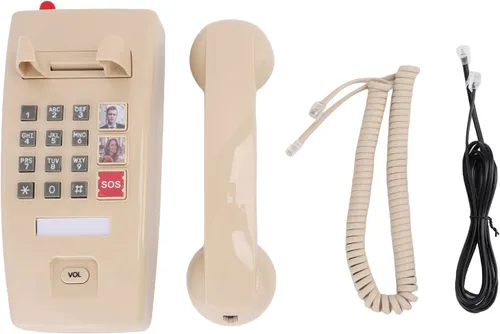 Vista 5 de SUNGOOYUE Retro Wall Phone, Illustrated Speed Dial Function, Home Desk Landline Phone, 3 Level Volume Control, Easy to Use ABS