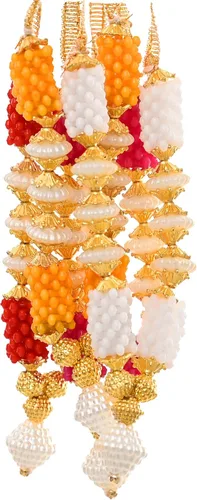 Vista 8 de Juego de 4 cuentas artificiales de Mala para ídolo-Mala para Dios, artículos de Pooja Sringar, decoración tradicional de festivales, decoración