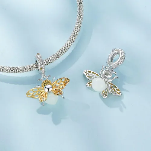 Vista 3 de Qings Colgante luminoso de plata de ley 925 que brilla en la oscuridad, para collares o pulseras, lindos animales, abalorios, regalo para mujeres