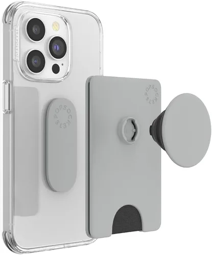 Vista 3 de Cartera para teléfono PopSockets con soporte expandible, tarjetero para teléfono - Gris tecnológico Gris(Tech Grey)