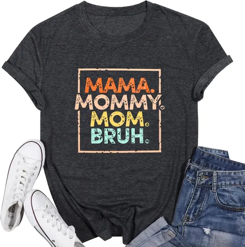 Vista 6 de Camisetas para mamá para mujer, camiseta de mamá mamá Bruh, divertida camiseta para mamá y vida, para el día de la madre, camiseta casual de regalo
