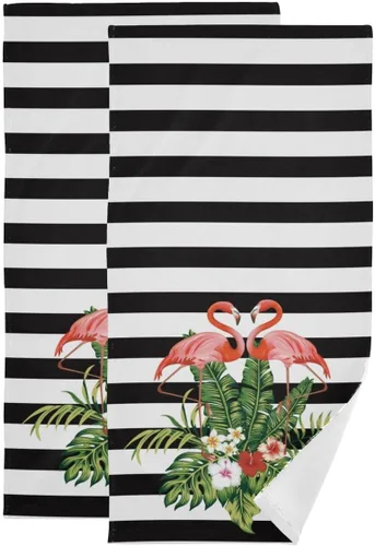 Vista 47 de Giwawa Toallas de mano en blanco y negro – Juego de 2 toallas de baño decorativas para baño, cocina, gimnasio, 14 x 28 pulgadas
