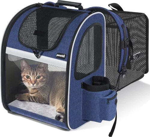Vista 16 de Pecute - Mochila para mascotas, extensible con malla transpirable para perros pequeños, gatos, mochila para mascotas, para senderismo, viajes