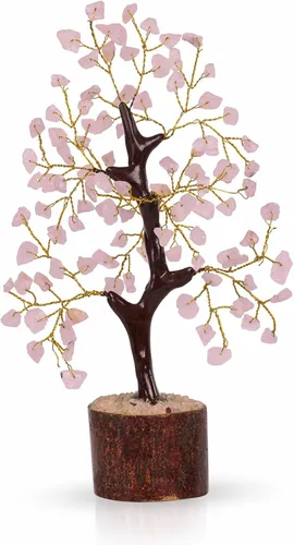 Vista 8 de NARIBABU Árbol de cuarzo rosa, cristales y piedras curativas, árbol de la vida de cristal, decoración de oficina en casa rosa, regalos de cumpleaños